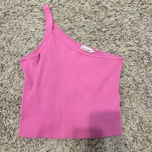 One shoulder lacausa top in purple